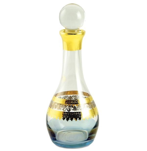 ADRIATICA Графин 1 л. H33 см, хрусталь голубой/декор золото 24К/платина