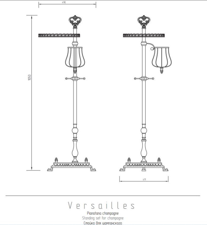 VERSAILLES Стойка для шампанского, H113xP41xL49 см., золото Art. 32683
